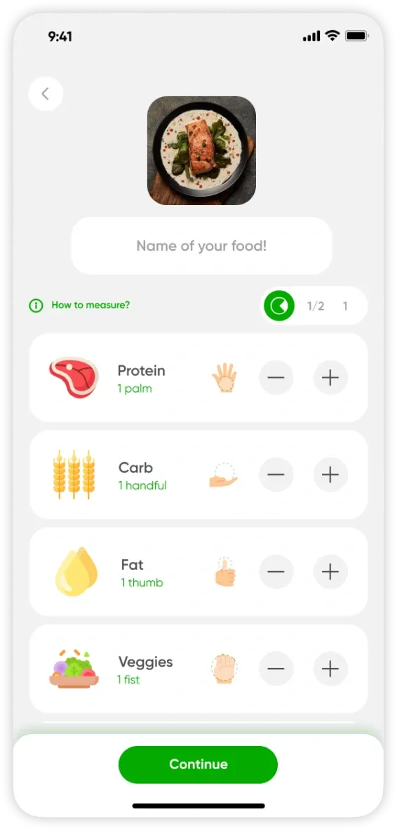 ChewBe app meal input screen